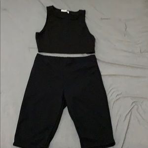 NEVER WORN black biker short and crop top set